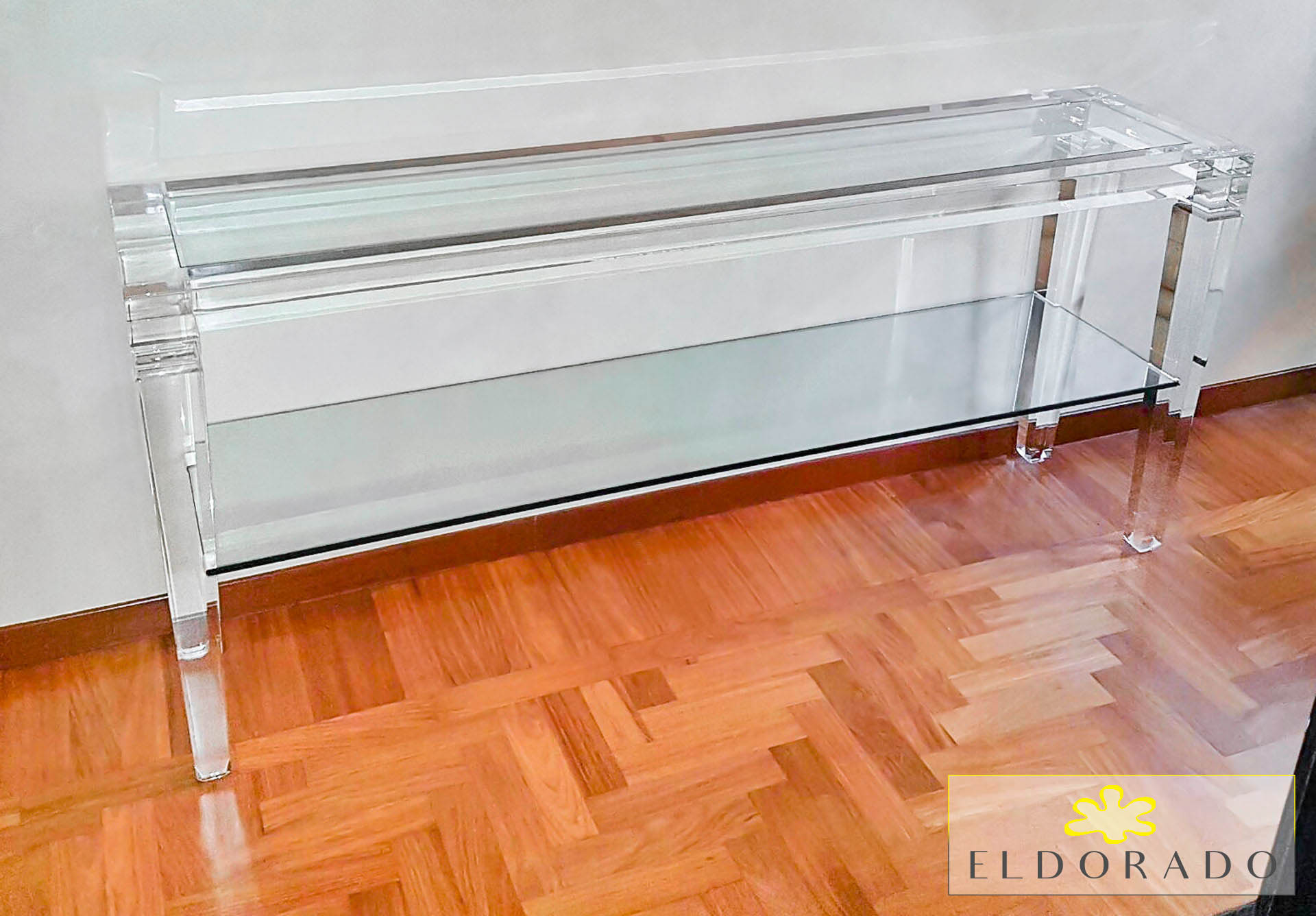 Consolle plexiglass LV1 cm 180 x 40 h 80 con ripiano